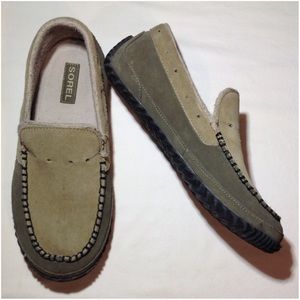 Men's Size 10 Sorel Leather Suede Loafer Slippers